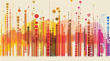 Wall Mural - A colorful, abstract painting with many different colors and shapes