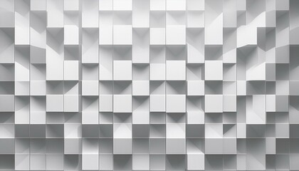 Poster - Abstract. Embossed geometric square white background, light and shadow.Abstract white grey paper square background. Minimal white and gray 3d geometric square pattern design.
