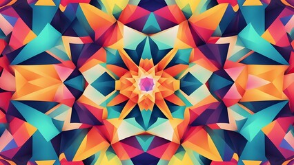 Wall Mural - Energetic Kaleidoscope of Colorful Shapes in a Geometric Layout 