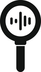 Poster - Simple black icon of a magnifying glass focusing on a sound wave