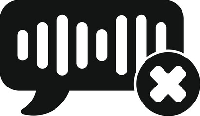 Poster - black glyph icon representing a deleted voice message with a cross sign