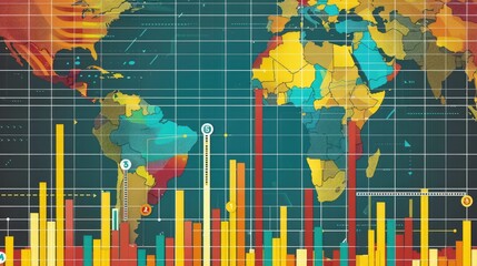 Wall Mural - A colorful map with many lines and dots