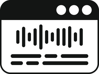 Wall Mural - Simple icon of a computer window displaying an audio track waveform with a menu bar