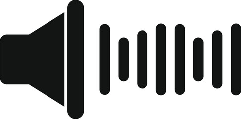 Poster - simple vector icon of sound waves being emitted from a loudspeaker