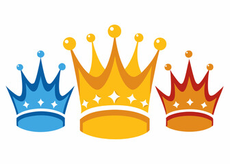 crown set, vector crown icon colorful crown, gold crown 