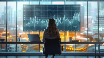 Poster - Office discussion over company growth charts. Generative AI.