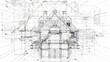 © PuiZera - Detailed architectural blueprint of a house with measurements and lines.
