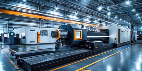 Leinwandbilder - A large-scale CNC machine tool processing at factory. Generative AI.