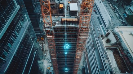 Poster - photograph showcasing iot enabled devices tracking and monitoring the movement of construction mater