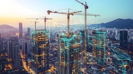 Poster - advanced iot sensor technology used to monitor and align floors with precision during the constructi