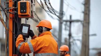 Poster - photograph showcasing the of iot technology to ensure safety and efficiency during the installation 