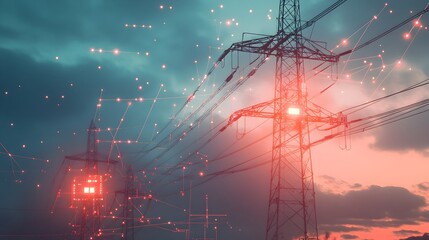 Poster - advanced iot technology monitoring and tracking the installation progress of high voltage power pole