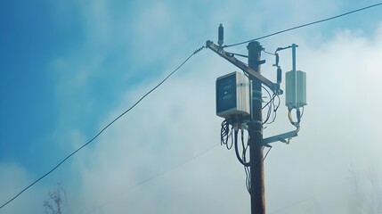 Poster - iot sensors monitoring weather conditions during the installation of high voltage power poles with c