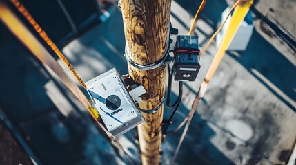 Poster - smart sensors attached to high voltage power poles during installation enabling real time monitoring