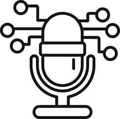 Poster - microphone is connecting to a network, symbolizing podcasting and artificial intelligence