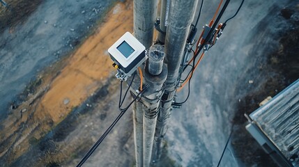 Poster - a photograph showcasing iot devices monitoring the stability of high voltage power poles during the 