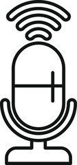 Poster - Simple line icon representing a microphone transmitting a wireless signal, evoking podcasting and audio recording