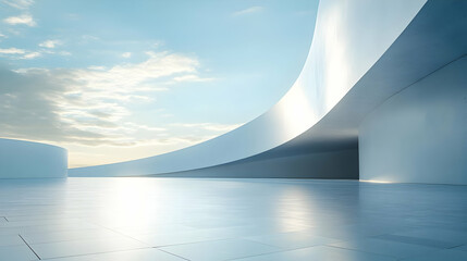 Wall Mural - Modern Architecture Curved Walls Open Space Empty Room Concrete Building