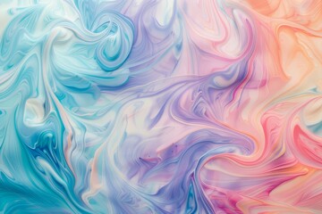 Poster - Soft pastel swirls of blue, pink, and white colors in an abstract painting, Soft pastel swirls of color