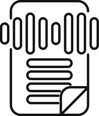 Poster - linear vector icon of voice recognition software converting an audio file