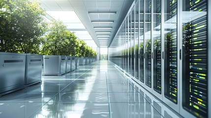 Leinwandbilder - The integration of green data center and sustainable computing practices in the tech industry. Generative AI.