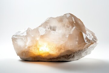 Wall Mural - A large, translucent crystal with a warm glow, showcasing its natural beauty.