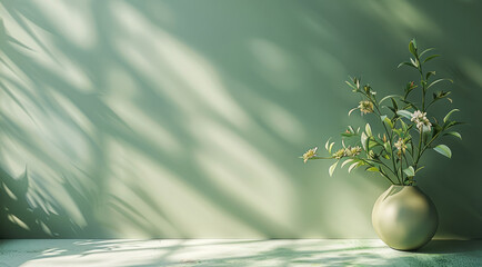 Poster - Design a light green background with a soft, soothing color and minimalist style, copy space. Generative AI.