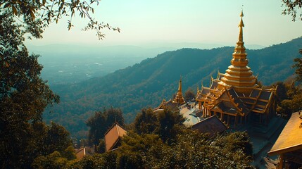 Wat Phra That Doi Suthep: The golden temple of Wat Phra That Doi Suthep overlooking Chiang Mai from its mountain perch.
