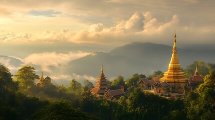 Wat Phra That Doi Suthep: The golden temple of Wat Phra That Doi Suthep overlooking Chiang Mai from its mountain perch.
