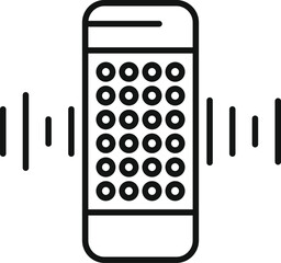 Sticker - Line icon of a smartphone recording an audio message, represented by sound waves emanating from the device