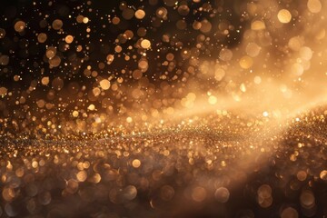 Poster - view of sparkling gold dust in a blur, catching light, sparkling gold dust dancing in the light