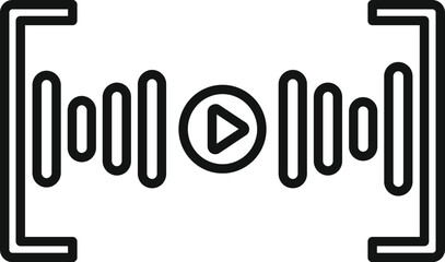 Poster - Simple black and white icon of an audio track playing with a play button, perfect for representing music playback