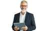 © BlazingDesigns - Smiling mature businessman standing isolated on transparent background PNG.