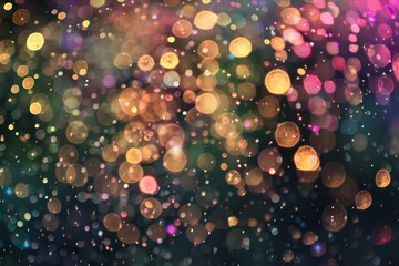 Poster - Multicolored lights blur against a dark backdrop, creating a vibrant and captivating display, Sparkling with tiny flecks of light