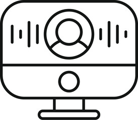 Poster - simple vector icon of a computer screen displaying a voice recognition software interface