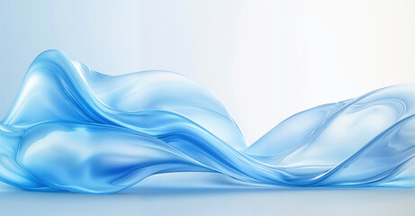 Poster - Abstract blue wave with smooth lines on white background
