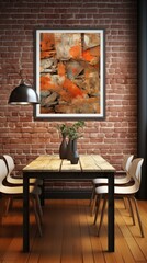 Canvas Print - Mockup poster in loft interior, industrial style, 3d render  