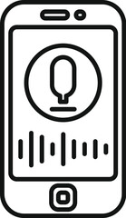 Poster - black and white line art of a smartphone recording audio, with a microphone icon and sound waves dis