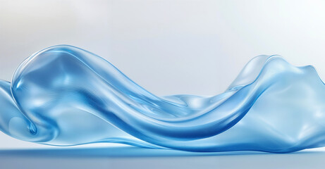 Poster - Abstract blue wavy shape on a white background is flowing and moving