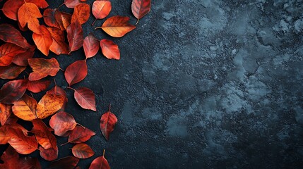 Canvas Print - Autumn Leaves on a Dark Background