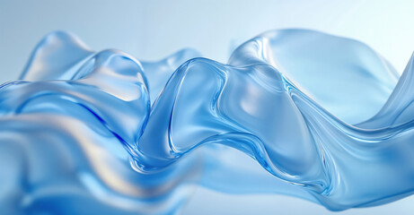 Poster - Abstract blue liquid surface forming wavy shapes, a cool refreshing background