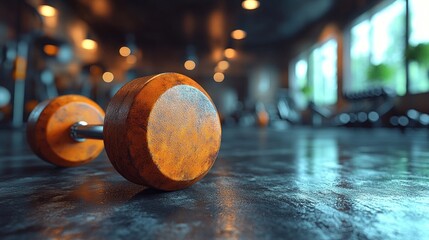 Rusty Dumbbell on a Gym Floor