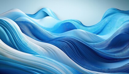 Canvas Print - Abstract blue and white dynamic waves on a clean background