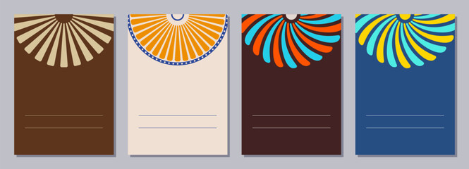 Wall Mural - set of four color cards or flyers with round color ornaments. graphic design templates. vector layou