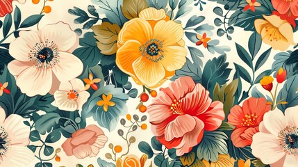 Wall Mural - flower pattern wallpaper