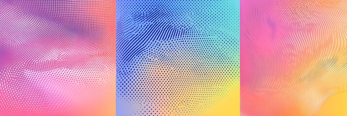 Wall Mural - Color gradient backgrounds, abstract geometric halftone patterns, vector trendy line design. Simple minimal elements in halftone color gradient, modern pattern backgrounds