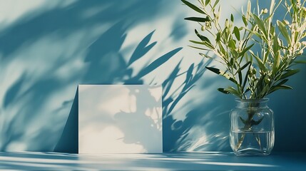 Canvas Print - Mockup with Olive Branch and Sunlight Shadows