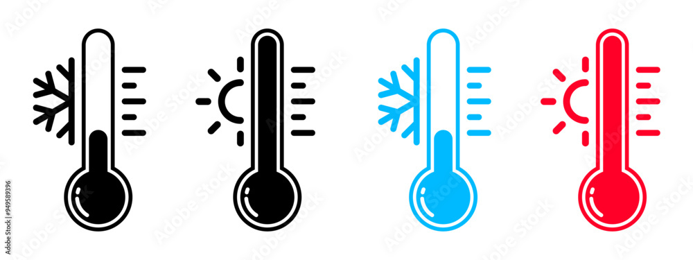 vector of hot and cold temperature thermometers Stock Vector | Adobe Stock