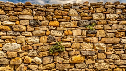 Wall Mural - Closeup ancient weathered stone wall structure background Panoramic