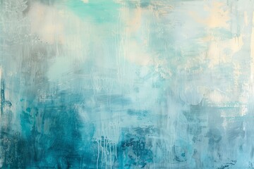 Sticker - Abstract painting featuring shades of blue and green with subtle hints of aquamarine, Subtle hints of aquamarine peeking through a pale blue wash